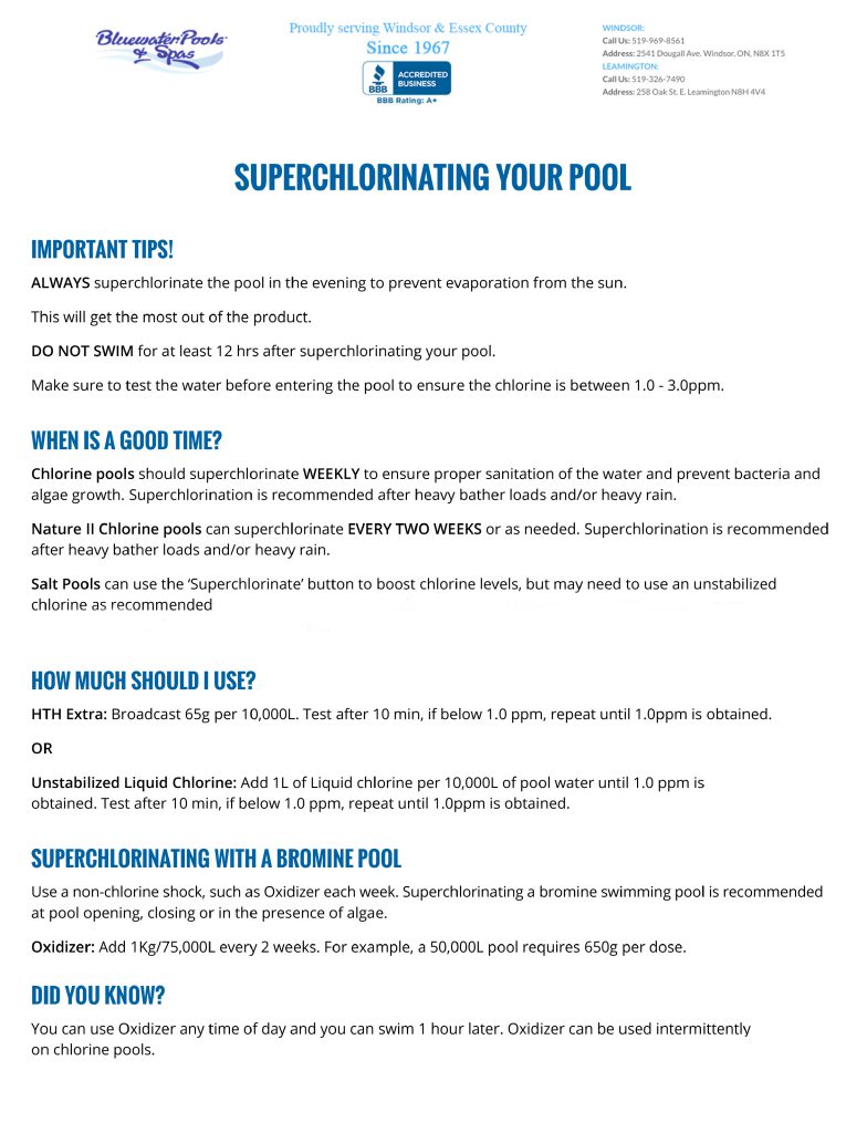 Super Chlorinating Your Pool
